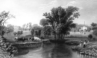 Stisted Hall and Church, Essex (engraved by William Wallis) by William Henry Bartlett
